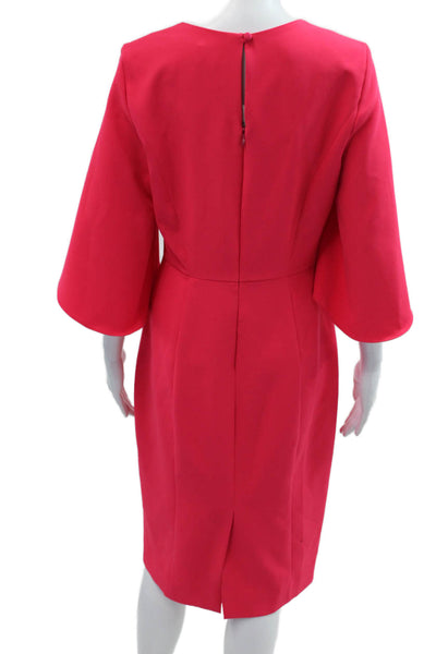 Milly Womens Sheath Dress Pink V-Neck Button Knee Length Designer Size 8