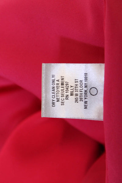 Milly Womens Sheath Dress Pink V-Neck Button Knee Length Designer Size 8
