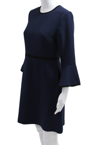 Eliza J Women A-Line Dress Dark Blue Long Sleeve Crew Neck Zip Size 6