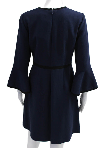 Eliza J Women A-Line Dress Dark Blue Long Sleeve Crew Neck Zip Size 6