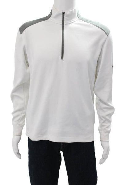 Nike Golf Mens Sweatshirt White Mock Neck Zip Polyester Long Sleeve Size M