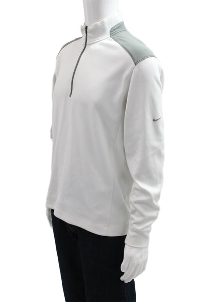 Nike Golf Mens Sweatshirt White Mock Neck Zip Polyester Long Sleeve Size M