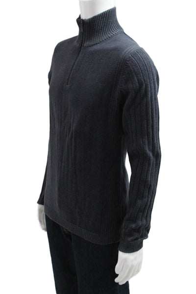 Calvin Klein Jeans Mens Dark Gray Mock Neck Zip Pullover Sweater Cotton Size M