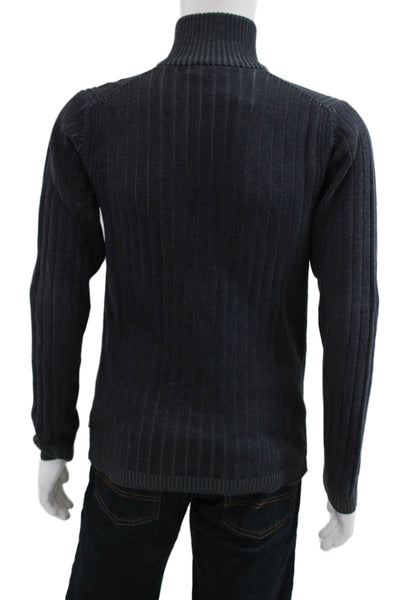 Calvin Klein Jeans Mens Dark Gray Mock Neck Zip Pullover Sweater Cotton Size M