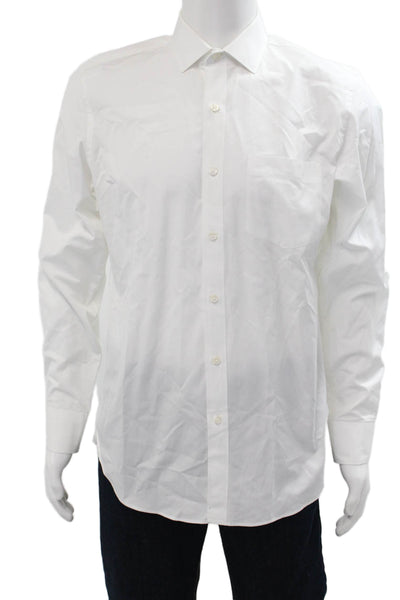 J Crew Mens Point Collar White Cotton Long Sleeve Dress Shirt Size M