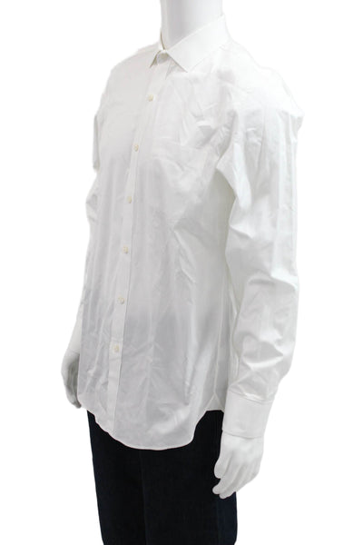 J Crew Mens Point Collar White Cotton Long Sleeve Dress Shirt Size M