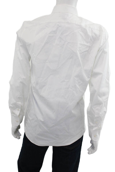 J Crew Mens Point Collar White Cotton Long Sleeve Dress Shirt Size M