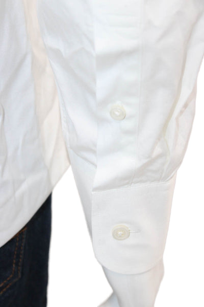 J Crew Mens Point Collar White Cotton Long Sleeve Dress Shirt Size M