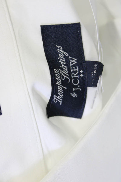 J Crew Mens Point Collar White Cotton Long Sleeve Dress Shirt Size M