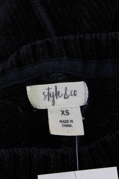 Style & Co Women Pullover Sweater Crew Neck Long Sleeve Dark Blue Size XS