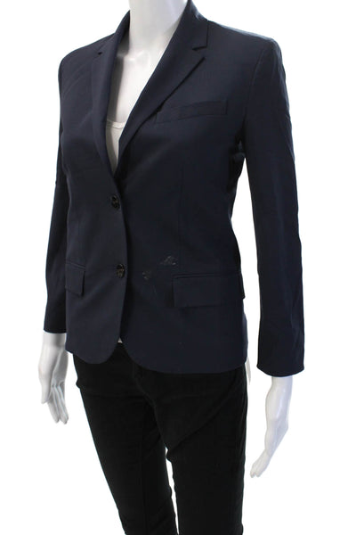 Theory Women Blazer Wool Dark Blue Long Sleeve Size 00