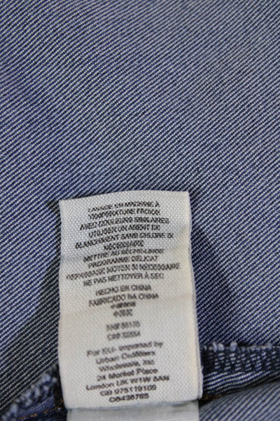 Free People Women Shirt Dress Blue Collared Long Sleeve Short Solid Size S