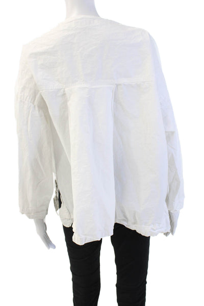 COS Women Basic White V-Neck Long Sleeve Button-Up Top Size XS