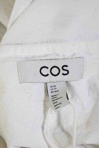 COS Women Basic White V-Neck Long Sleeve Button-Up Top Size XS