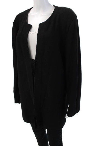 Steve Fabrikant Womens Cardigan Black Wool Long Sleeve Drawstring Size 1