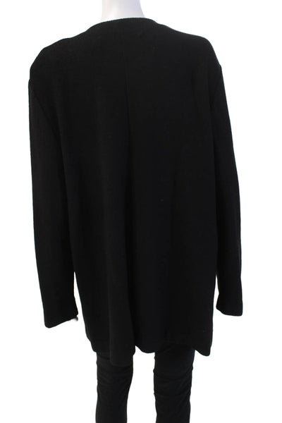 Steve Fabrikant Womens Cardigan Black Wool Long Sleeve Drawstring Size 1