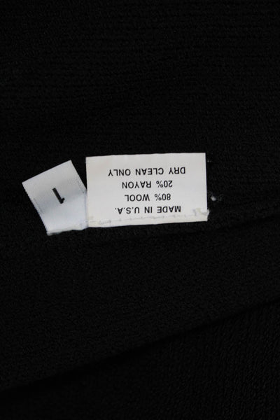 Steve Fabrikant Womens Cardigan Black Wool Long Sleeve Drawstring Size 1