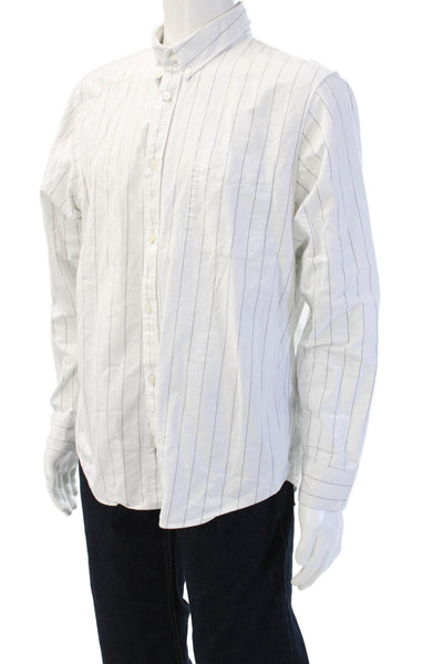 Everlane Mens Cotton Striped Long Sleeve Button-Down Shirt White Size XL