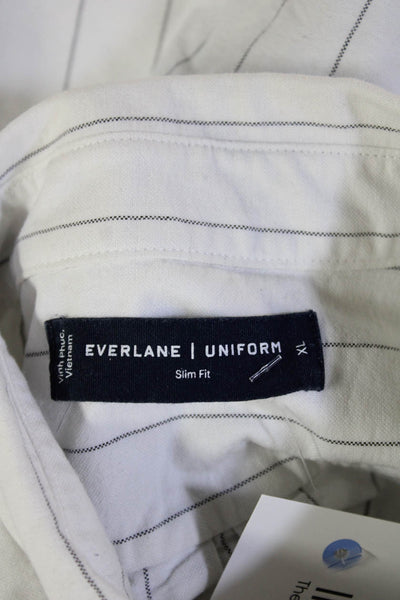 Everlane Mens Cotton Striped Long Sleeve Button-Down Shirt White Size XL