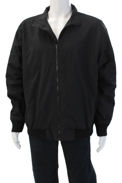 Madewell Mens Windbreaker Black Collared Zip Polyester Long Sleeve Size L