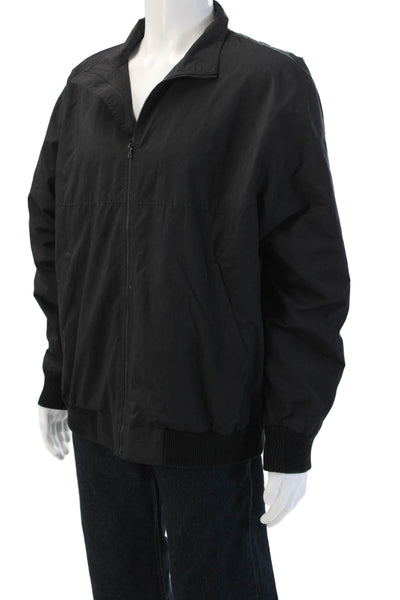 Madewell Mens Windbreaker Black Collared Zip Polyester Long Sleeve Size L