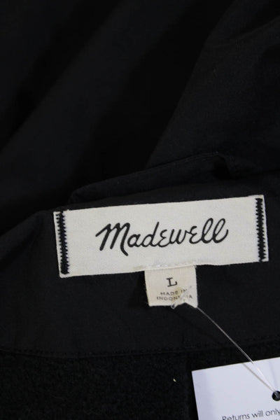 Madewell Mens Windbreaker Black Collared Zip Polyester Long Sleeve Size L