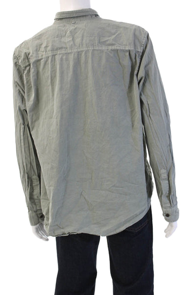 Outerknown Mens Cotton Collared Long Sleeve Button-Down Shirt Green Size XL