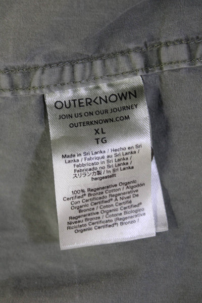 Outerknown Mens Cotton Collared Long Sleeve Button-Down Shirt Green Size XL