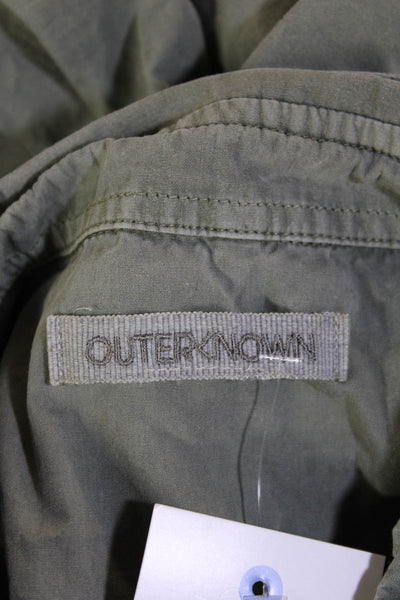 Outerknown Mens Cotton Collared Long Sleeve Button-Down Shirt Green Size XL