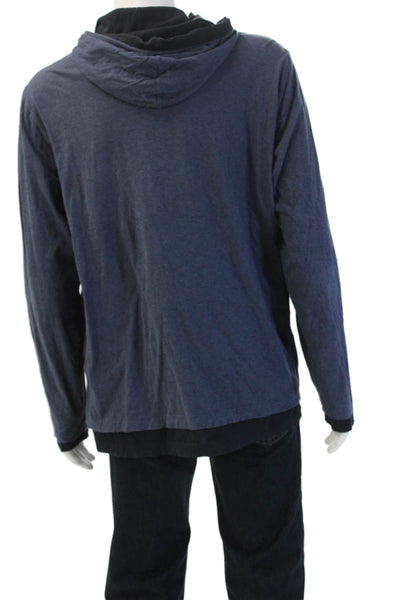 Theory Mens Pullover Hoodie Dark Blue 100% Cotton Long Sleeve Size XL