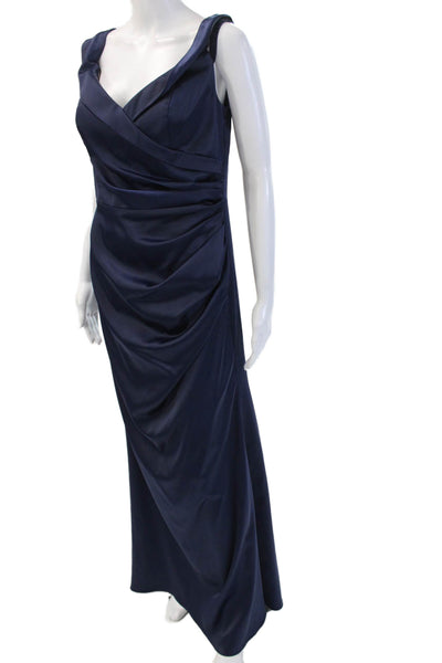 Galina Signature Womens Maxi Wrap Dress Dark Blue V Neck Sleeveless Size 12