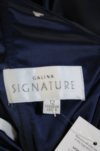 Galina Signature Womens Maxi Wrap Dress Dark Blue V Neck Sleeveless Size 12