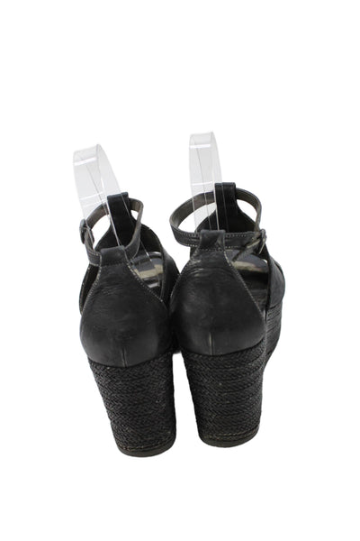 Coclico Womens Leather Platform Sandals Black Size 7.5