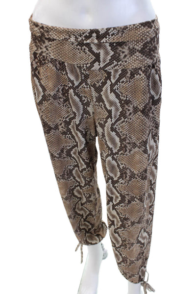 ONZIE Womens Harem Jogger Pants Beige Snake Print Drawstring Size M