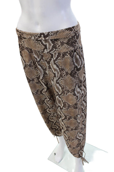 ONZIE Womens Harem Jogger Pants Beige Snake Print Drawstring Size M