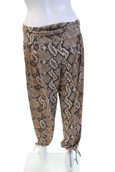 ONZIE Womens Harem Jogger Pants Beige Snake Print Drawstring Size M
