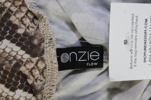 ONZIE Womens Harem Jogger Pants Beige Snake Print Drawstring Size M