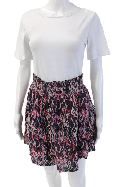 IRO Womens Flare Mini Skirt Black Geometric Viscose Size 38