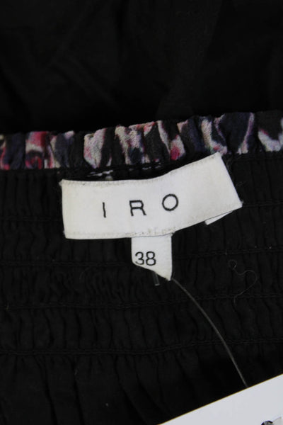 IRO Womens Flare Mini Skirt Black Geometric Viscose Size 38