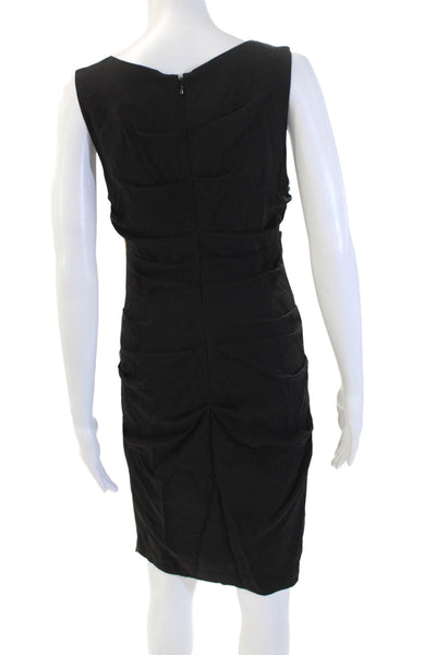 Nicole Miller Women Black Sheath Bodycon Dress Silk Graphic Print Size 8