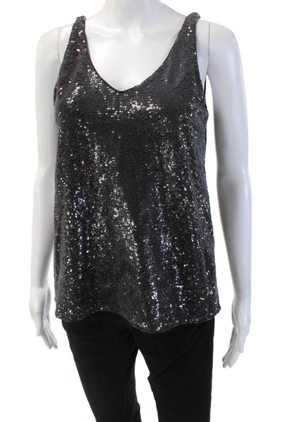 Michael Stars Women Black V-Neck Sleeveless Tank 80s Size S