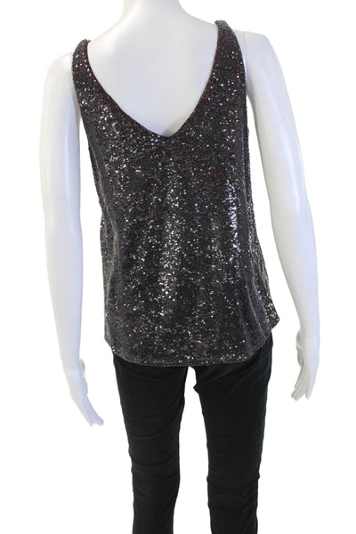 Michael Stars Women Black V-Neck Sleeveless Tank 80s Size S