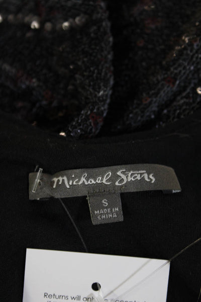 Michael Stars Women Black V-Neck Sleeveless Tank 80s Size S