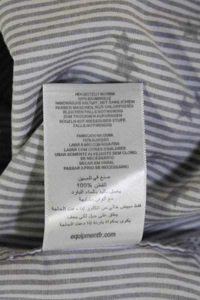 Equipment Femme Womens Striped Black Cotton Button Up Long Sleeve Size XS