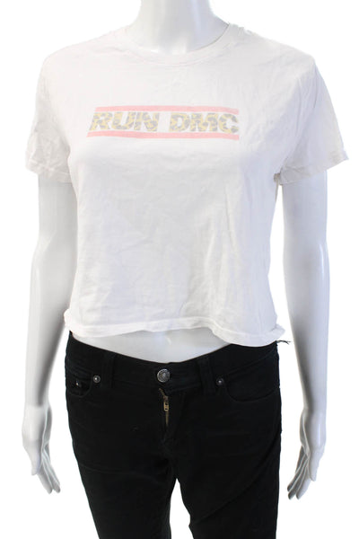 Recycled Karma Womens Cropped Animal Print Cotton Crew T-Shirt 80s Size S