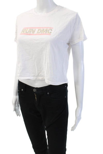 Recycled Karma Womens Cropped Animal Print Cotton Crew T-Shirt 80s Size S