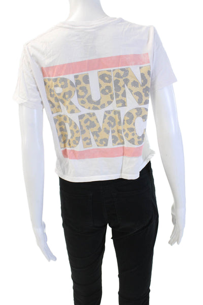 Recycled Karma Womens Cropped Animal Print Cotton Crew T-Shirt 80s Size S