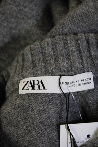 Zara Womens Pullover Sweater Gray Crew Neck Long Sleeve Size XS