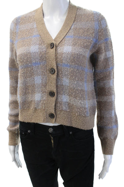 Madewell Women Cardigan Beige V-Neck Button Alpaca Merino Wool Size S