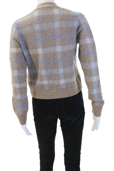 Madewell Women Cardigan Beige V-Neck Button Alpaca Merino Wool Size S